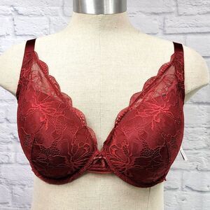 Women's 40DDD NWT Auden Push-Up Plunge Coverage Underwire Bra Red Wine